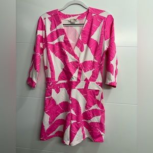 Mahi Gold pink palm tree romper
